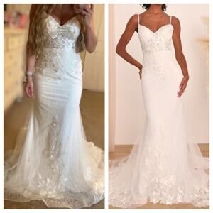 NWOT Lulus Everlasting Affection White Lace Tulle Mermaid Maxi Dress